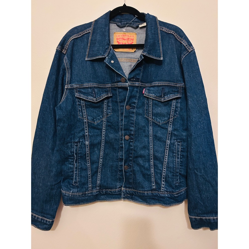 Levi's Denim Trucker Jacket Mens Medium Blue Excellent Dark Wash Classic Fit